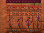 Wine Paithani Silk Handloom Saree with Pallu and Triple Muniya Border Design - Global Threads