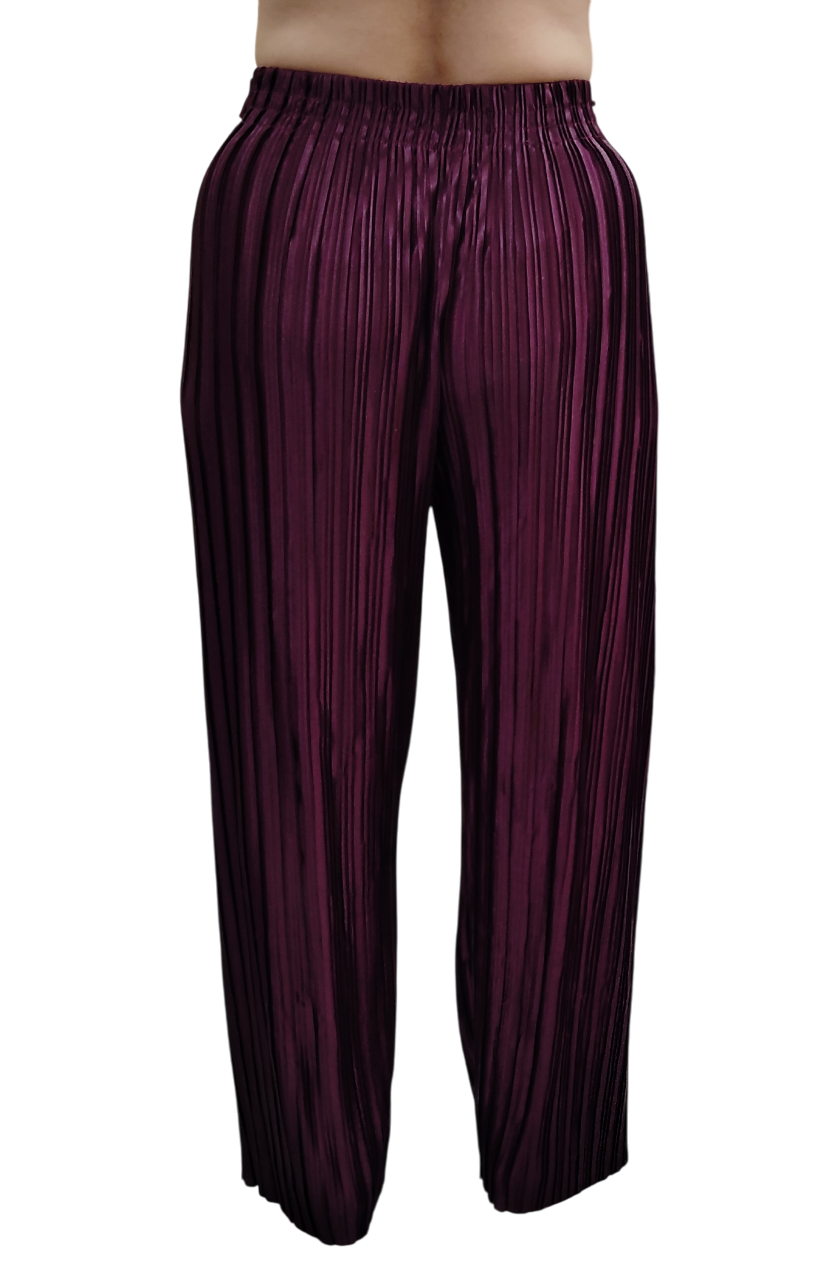 Jaitra Apparels Wine Satin Pleated Free Size Palazzo - Distacart