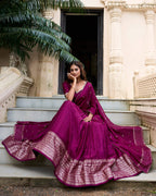 Evanik Women Pure Chanderi Plain With Zari Weaving Work Border Stitched Lehenga With Unstitched Blouse Dupatta(Up to 42) - Distacart