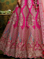House of Panchhi Pink Pure Silk Moti & Zarkan heavy embroidery Lehenga choli & Dupatta
