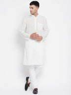 Even Apparels Pure Cotton Men's Kurta With Band Collar in White Color - Distacart