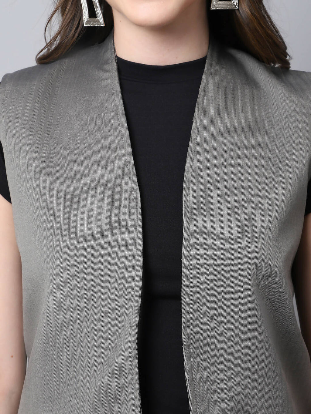 Even Apparels Grey Polywool Open Front Women's Long Coat BF496 - Distacart