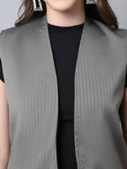 Even Apparels Grey Polywool Open Front Women's Long Coat BF496 - Distacart