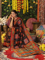 Shree Shyam Fashion Linen Cotton Black Saree - Distacart