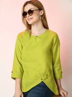 Myshka Women's Green Solid Top