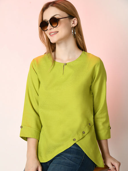 Myshka Women's Green Solid Top