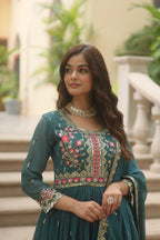 Joban Fashion Rama Georgette Sequence Embroidery Work Kurta Set - Distacart
