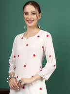 Sangria Floral Embroidered Thread Work Pure Cotton Straight Kurta