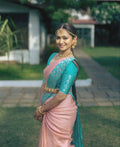 DEIANA'S Beautiful Designer Golden zari Soft Lichi Silk Saree - Peach
