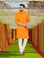 Even Apparels Men's Pure Cotton Yellow Kurta
