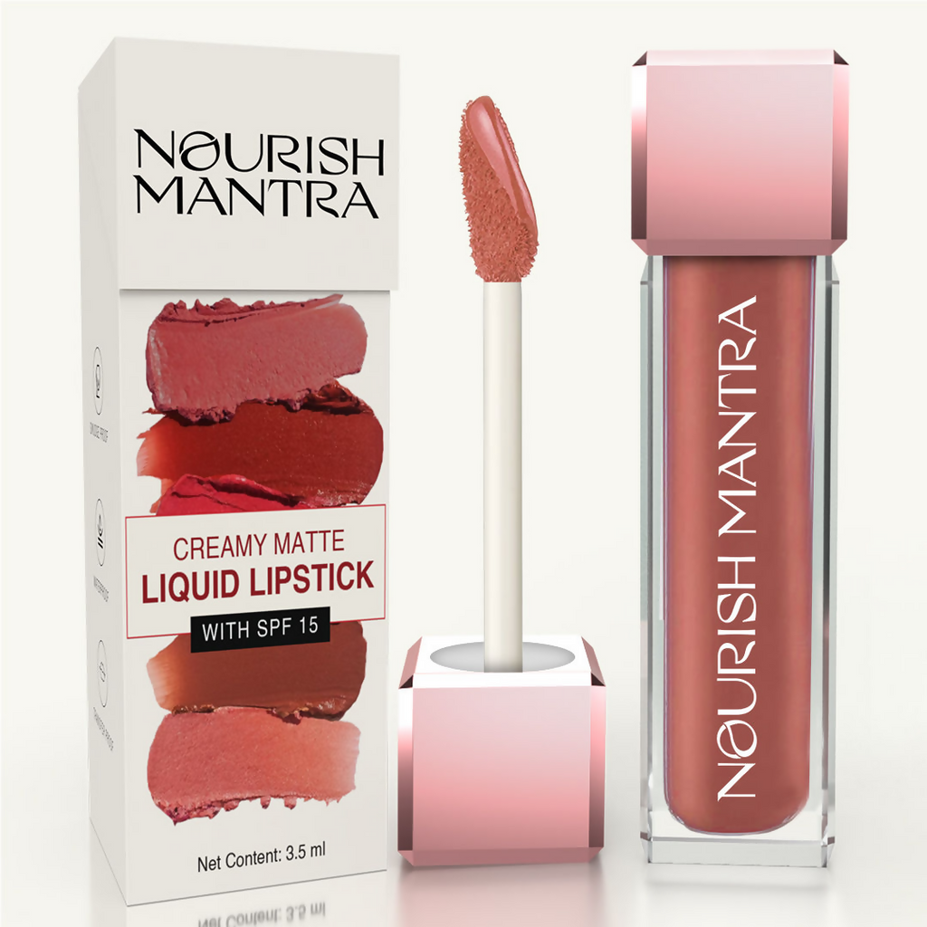 Nourish Mantra Liquid lipstick Creamy Matte with SPF / Water Proof, Smudge Proof Shade-Natkhat Berry