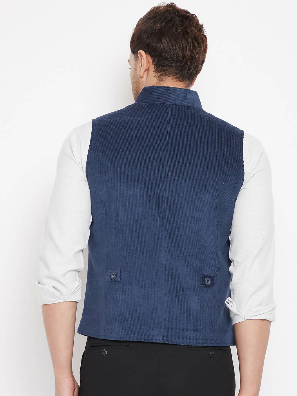 Even Apparels Blue Merino Men Woven Nehru Jacket - Distacart