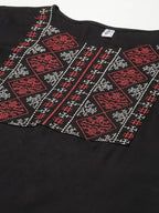 Yufta Women Black Yoke Design Thread Work Kurta with Trouser