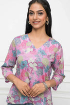 Myshka Women Multi Floral V-Neck Regular Sleeves Viscose Rayon Top - Distacart