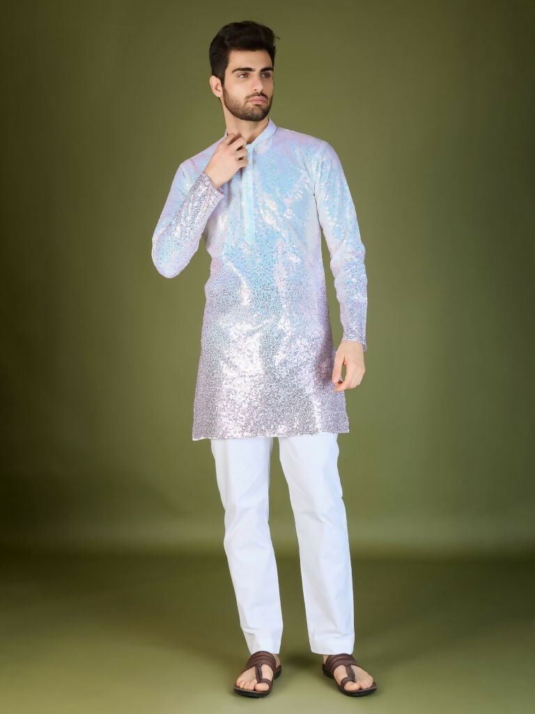 Vastranavya Ombre Pink Premium Real Georgette Thread Sequence & Embroidery work Kurta