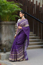 Beatitude Violet Cotton Handloom Saree