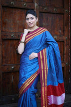 Very Much Indian Handloom Cotton Viscose Ilkal Saree - Royal Blue - Distacart