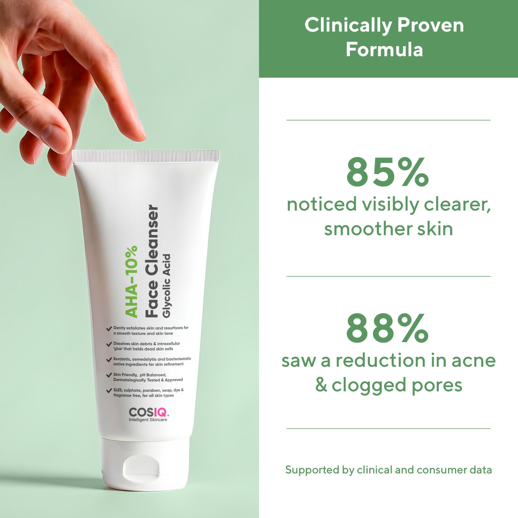 Cos-IQ AHA Glycolic Acid 10% Face Cleanser