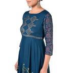 Aniyah Rayon Floral Print Flared Kurta Blue (AN-160K)
