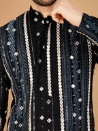 Vastranavya Black Exclusive Festival Wear Pure Viscose Rayon Sequence & Foil Mirror Heavy Embroidered Work Kurta