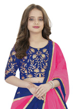 Dwiden Royal Blue Rohini Tafetta Sattin Semi-Stitched Girl's Lehenga Choli
