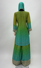 Lorenvalley Fashion Green and Teal Chinon Embroidery With Sequince Work Salwar Kameez Stitched