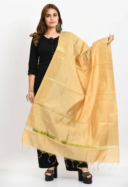 Mominos Fashion Moeza Women's Banarsi Silk Woven Design Golden Dupatta