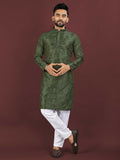 Anaita Green Embroidered Silk Straight Kurta