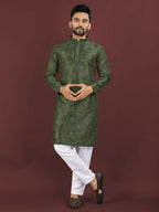 Anaita Green Embroidered Silk Straight Kurta