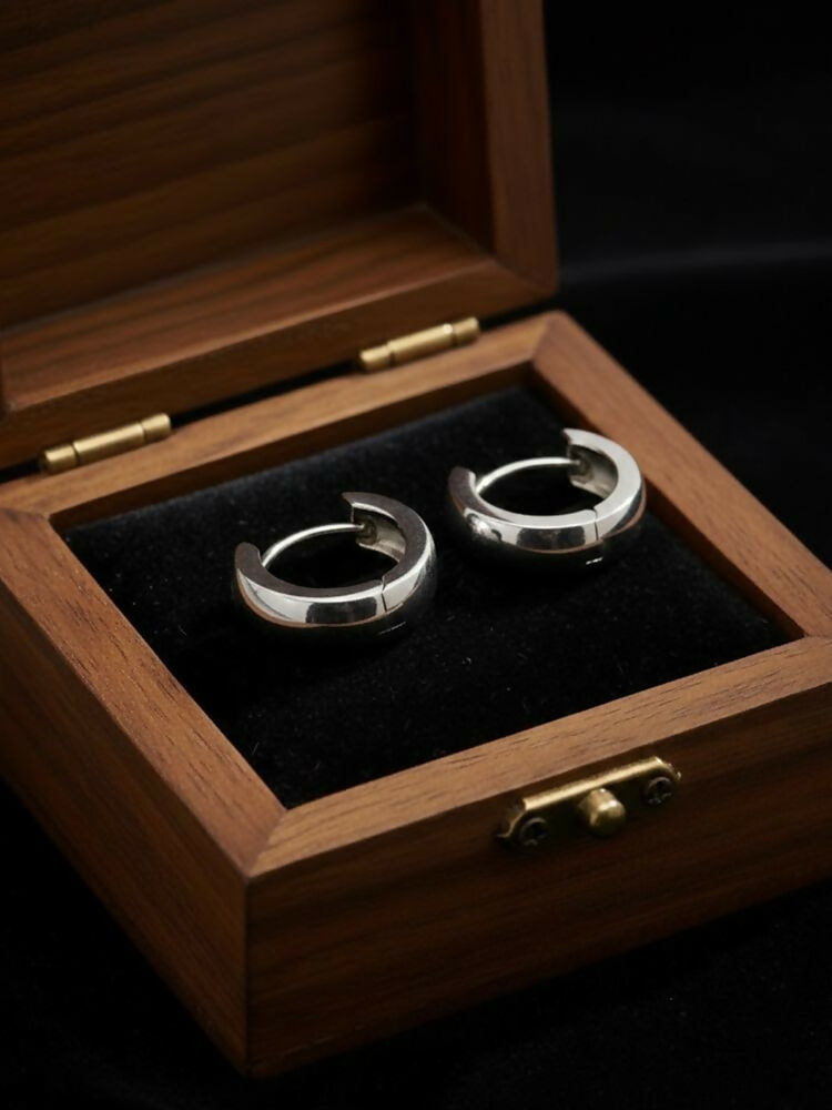 NVR Men's Silver Plated Hoop Earrings - Distacart