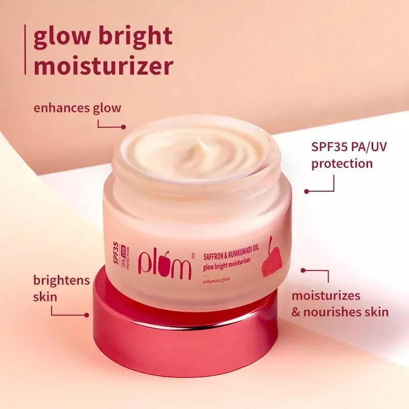 Plum Saffron & Papaya Glow Bright Gel Face Wash and Moisturizer Combo - Distacart