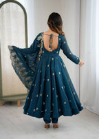 Teeya Creation Morepeach Color Crunchy Silk Embroidery Work Wedding Wear Gown - Distacart