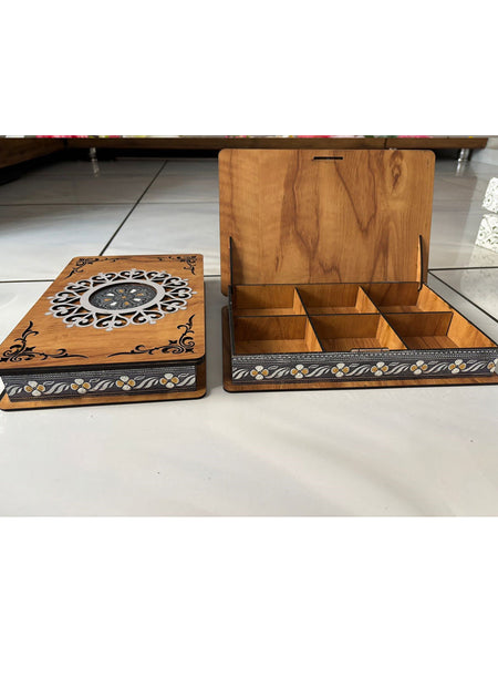 Wood estate Wooden Decor Boxes, Gift Boxes For Home Small Return Gifts Box Empty Container For Dry Fruits Return Gift (Pack Of 2)