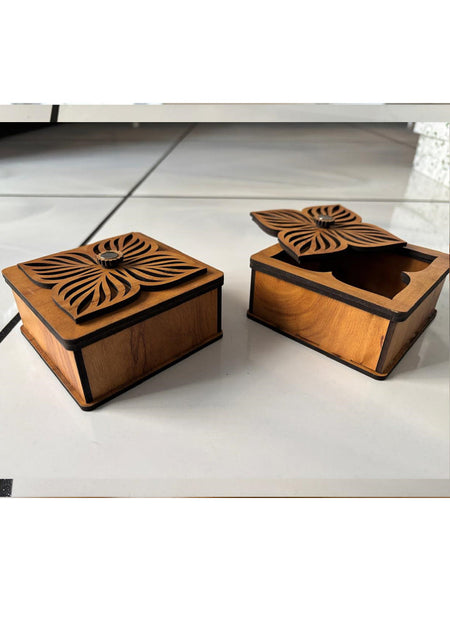Wood estate Wooden Decor Boxes, Gift Boxes For Home Small Return Gifts Box Empty Container For Dry Fruits Return Gift (Pack Of 2)