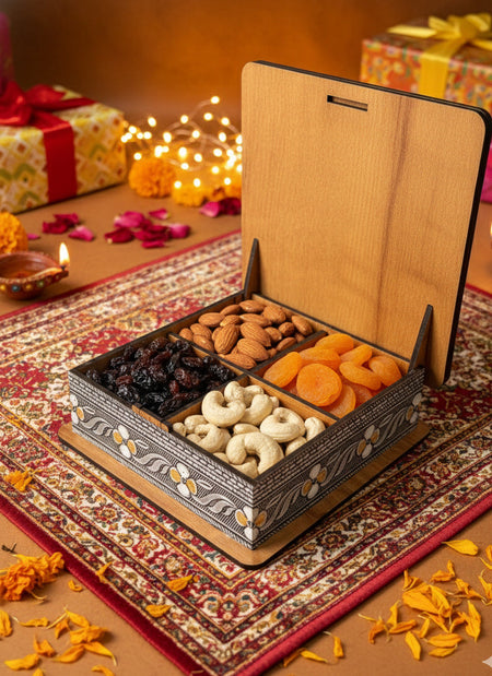 Wood estate Wooden Decor Boxes, Gift Boxes For Home Small Return Gifts Box Empty Container For Dry Fruits Return Gift (Pack Of 1)