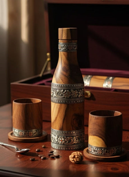 Wood estate Original Wooden Bourbon Drinking Water Glass With Bottle Gifts