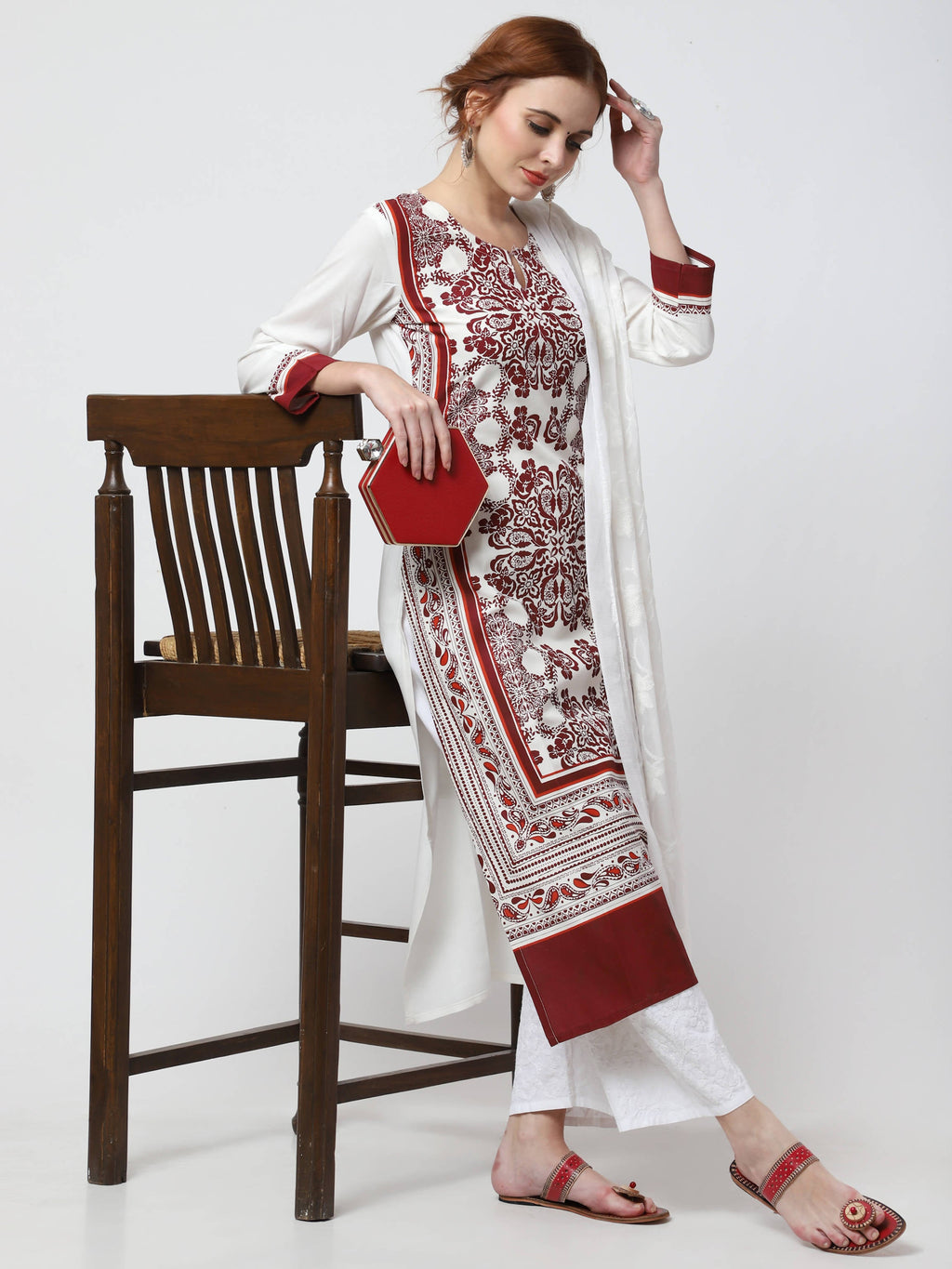 Cheera Kurta With Chikankari Palazzo & Embroidered Dupatta Set (CH092KPD)