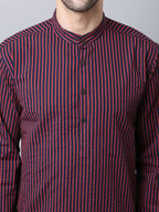 Even Apparels Black Pure Cotton Men's Kurta With Band Collar - Distacart