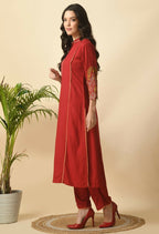 Joban Fashion Maroon Cotton Rayon Kurta Set