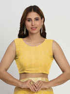 Shree Shyam Fashion Linen Cotton Yellow Saree - Distacart