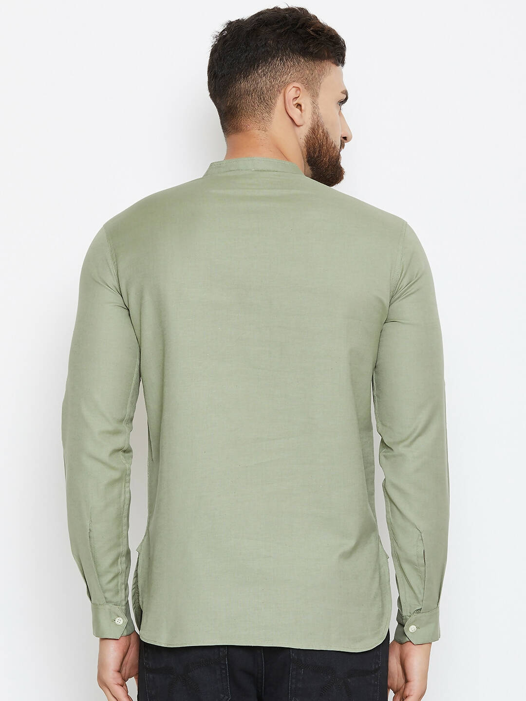 Even Apparels Green Color Men's Pure Cotton Kurta With Band Collar - Distacart