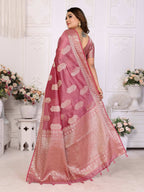 Aastha Fashion Dusty Rose Soft Organza Silk Weaving Saree - Distacart