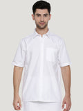 Ramraj Cotton Mens Half Sleeve Formal Poly Cotton White Shirt