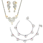 AanyaCentric Gold-plated Mangalsutra Pendant Earring Set & Silver Plated Anklet - Distacart
