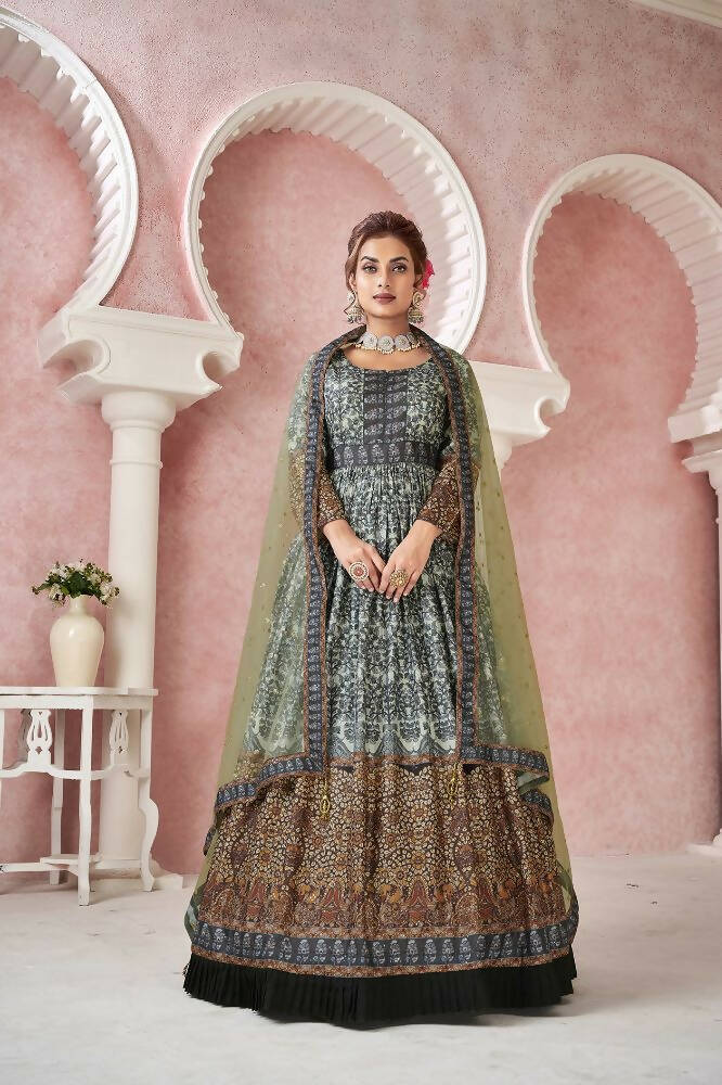 Everywhere Designer Black Dola Silk Gown With Dupatta - Anbazaar - Distacart