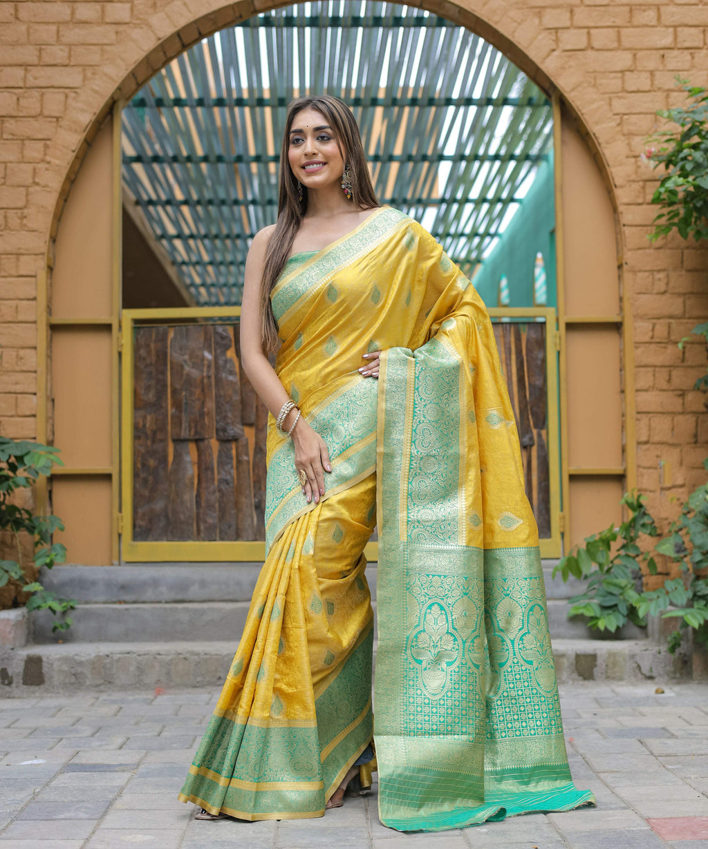 Vamsee Madhavi Yellow Soft Silk Saree
