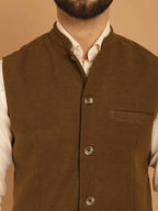 Even Apparels Pure Wool Nehru Jacket - Green