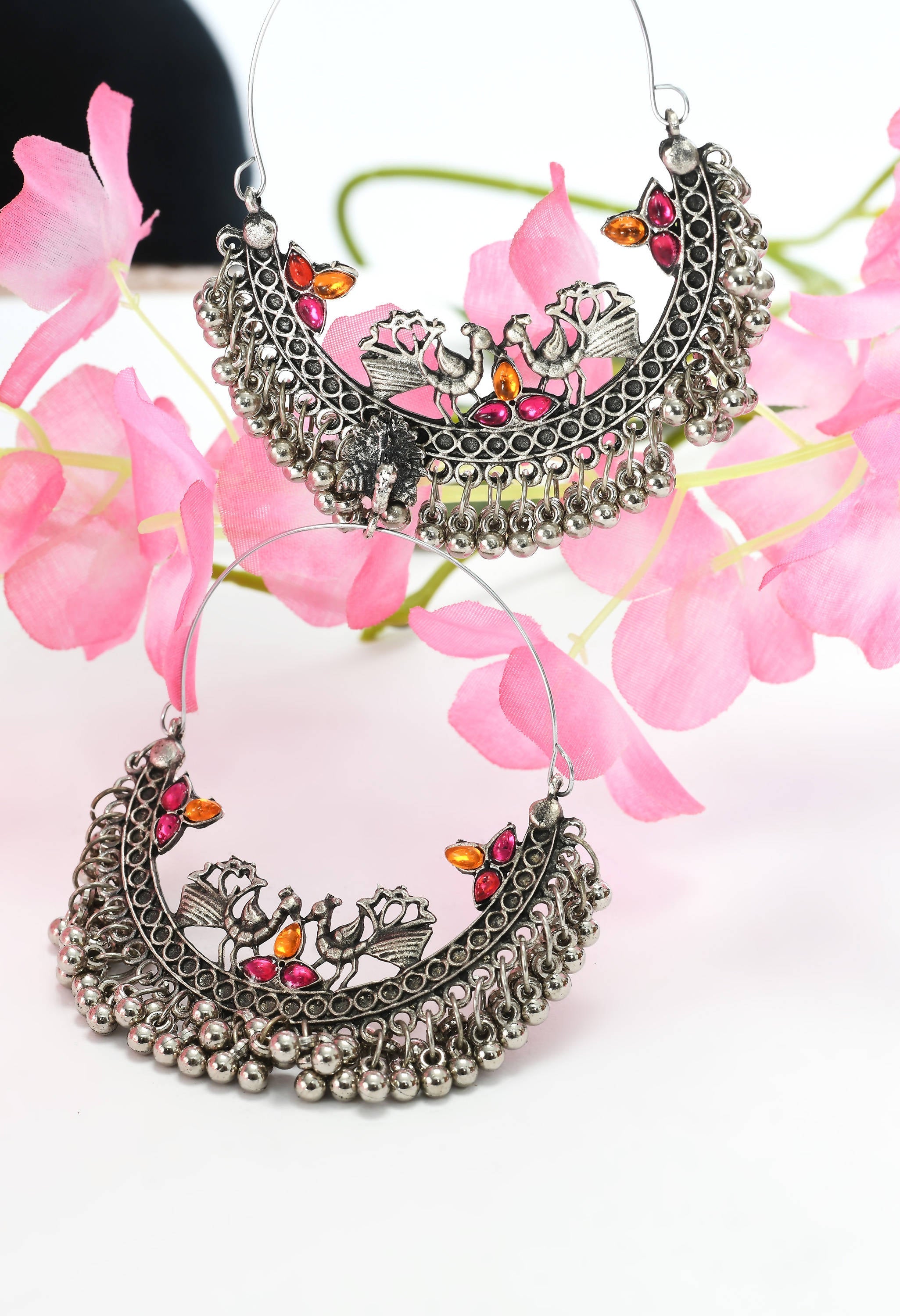Mominos Fashion Johar Kamal Peacock Design Chandbali Earrings - Distacart