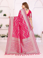 Aastha Fashion Magenta Georgette Silk Leheriya With Elegant Zari Weaving Saree - Distacart