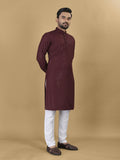 Anaita Maroon Embroidered Rayon Straight Kurta